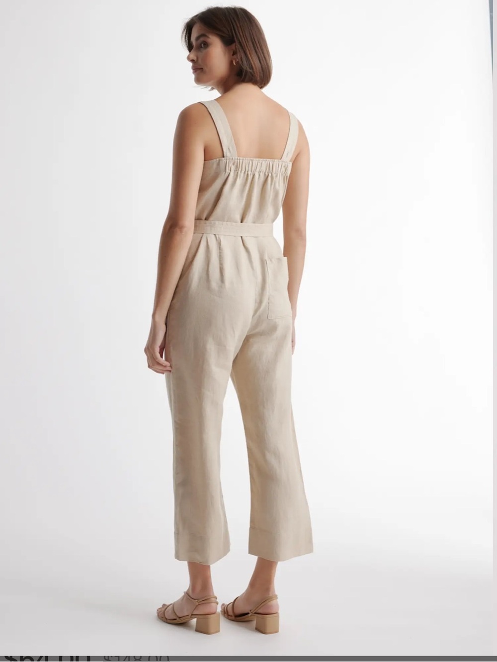 Quince 100% European Linen Square Neck Jumpsuit In Driftwood Size Small NWT - Picture 6 of 14